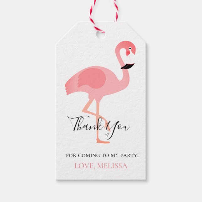 Danke tropisch rosa Flamingo Geschenkanhänger (Vorderseite)