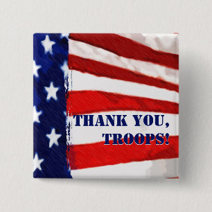 Danke, Truppen! Schaltfläche "Amerikanische Flagge Button