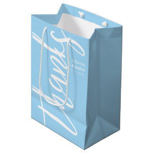 Danke Typografie Baby Blue und White Mittlere Geschenktüte