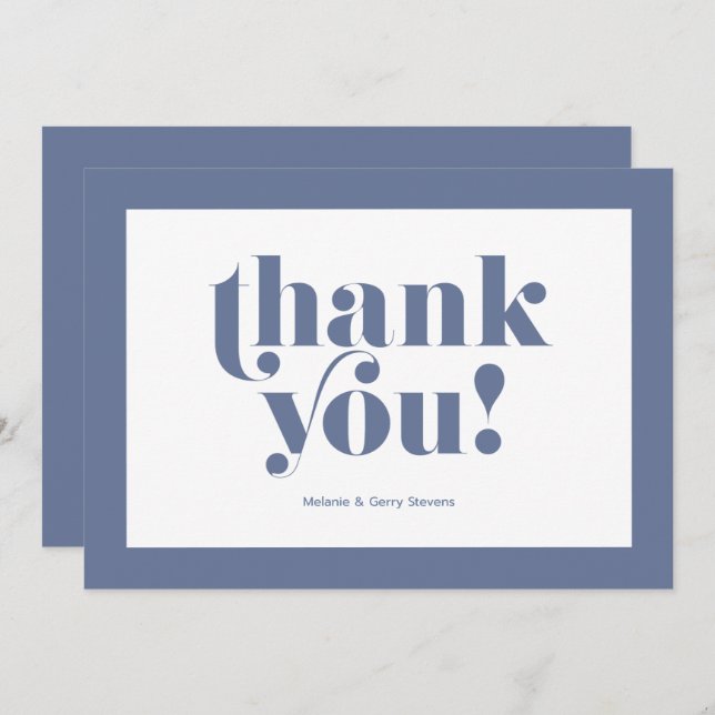 Danke Typografie, blau auf weiß (Vorne/Hinten)