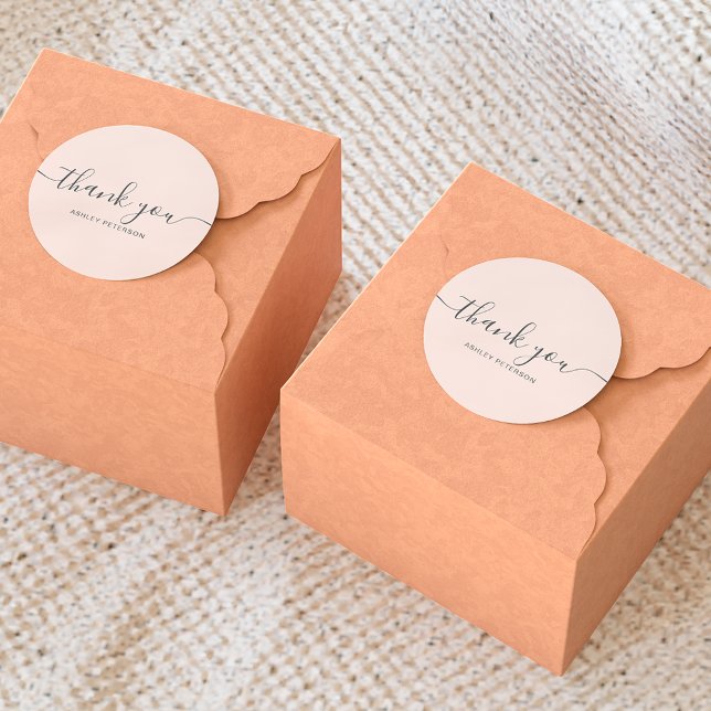 Danke Typografie elegant schick rot Rosa Runder Aufkleber (Von Creator hochgeladen)