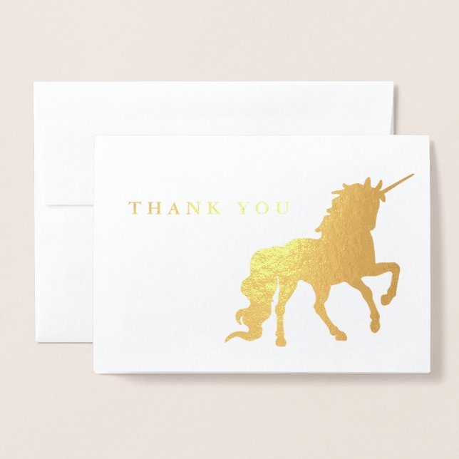 Danke, Unicorn Birthday Folienkarte (Vorderseite mit Umschlag)