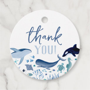 Danke Unter dem Meer Blau Jungen Baby Shower Geschenkanhänger