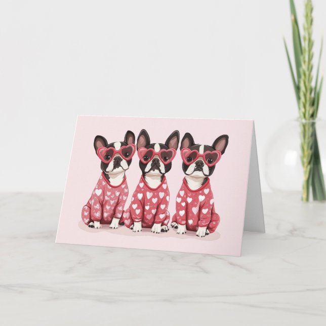 Danke Valentinstag Boston Terrier Dogs (Vorderseite)