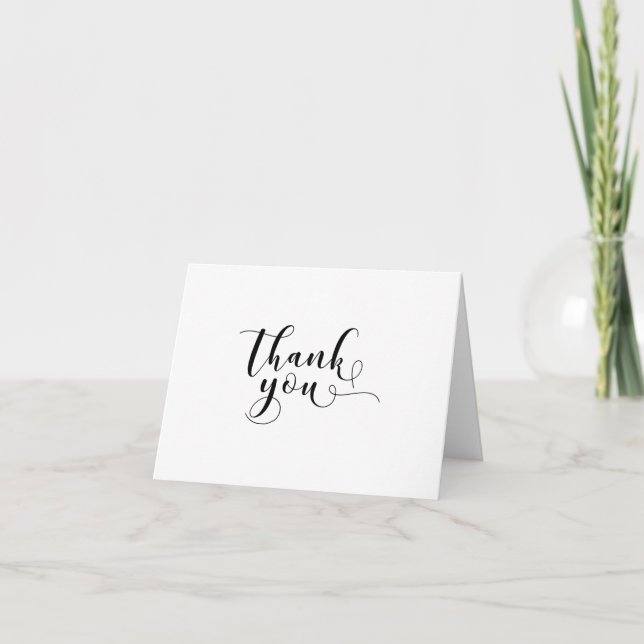 "Danke!" Verzierte schwarze Script-Typografie 3 Dankeskarte (Vorderseite)