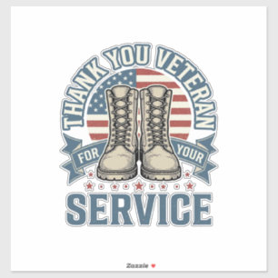 Danke Veteran Patriotische Stiefel Service Shirt_1 Aufkleber