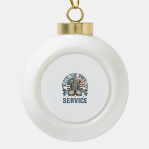 Danke Veteran Patriotische Stiefel Service Shirt_1 Keramik Kugel-Ornament