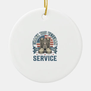 Danke Veteran Patriotische Stiefel Service Shirt_1 Keramik Ornament