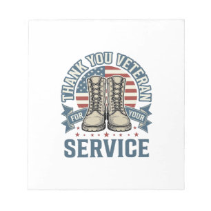 Danke Veteran Patriotische Stiefel Service Shirt_1 Notizblock