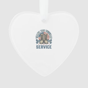 Danke Veteran Patriotische Stiefel Service Shirt_1 Ornament