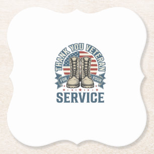 Danke Veteran Patriotische Stiefel Service Shirt_1 Untersetzer
