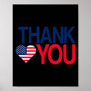 Danke Veteranen 4. Juli - Amerikanische Flagge Poster
