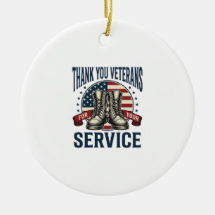 Danke Veteranen Patriotische Stiefel Vintage-Desig Keramik Ornament