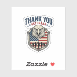 Danke Veteranen Patriotischer Adler Schild Shirt_1 Aufkleber