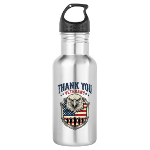 Danke Veteranen Patriotischer Adler Schild Shirt_1 Edelstahlflasche
