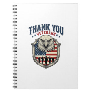 Danke Veteranen Patriotischer Adler Schild Shirt_1 Notizblock