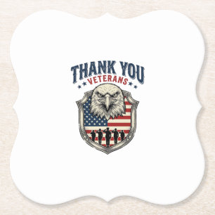 Danke Veteranen Patriotischer Adler Schild Shirt_1 Untersetzer
