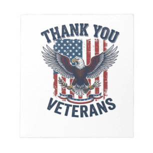 Danke Veteranen Patriotischer Adler Vintage Notizblock