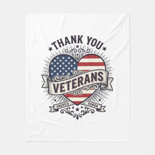 Danke Veteranen Patriotisches Herz Vektor Design_1 Fleecedecke