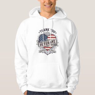 Danke Veteranen Patriotisches Herz Vektor Design_1 Hoodie