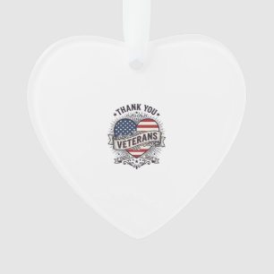 Danke Veteranen Patriotisches Herz Vektor Design_1 Ornament