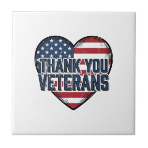 Danke Veteranen Patriotisches Herz Vintage-Design_ Fliese