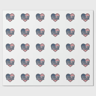 Danke Veteranen Patriotisches Herz Vintage-Design_ Geschenkpapier