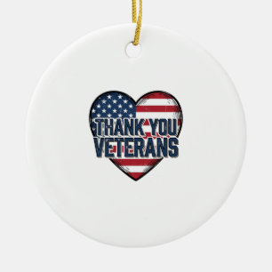 Danke Veteranen Patriotisches Herz Vintage-Design_ Keramik Ornament