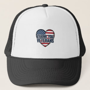 Danke Veteranen Patriotisches Herz Vintage-Design_ Truckerkappe