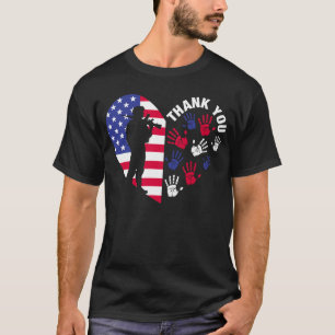 Danke Veteranen Rot Weiß Blau Handabdruck-Geschenk T-Shirt