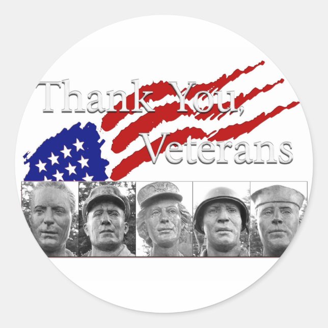 Danke Veteranen Runder Aufkleber (Vorderseite)