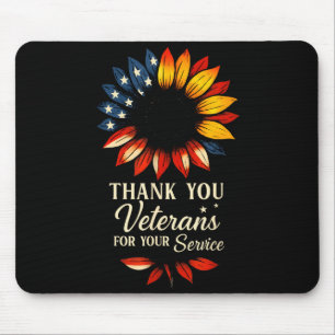 Danke Veteranen Sonnenblume Militärveteranen-Tag Mousepad