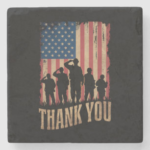 Danke Veteranen Tag Amerikanische Flagge Vintage Steinuntersetzer