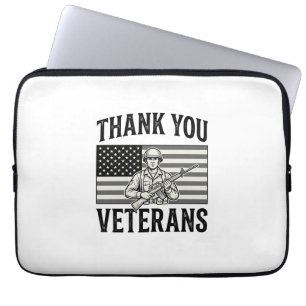 Danke Veteranen Vintage-Flagge Soldat Shirt Desi Laptopschutzhülle