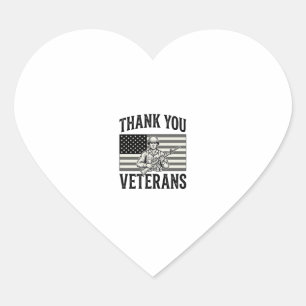 Danke Veteranen Vintage Flagge Soldat Shirt Design Herz-Aufkleber
