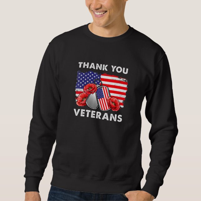 Danke Veterans Combat Boots Poppy Blume Veter Sweatshirt (Vorderseite)