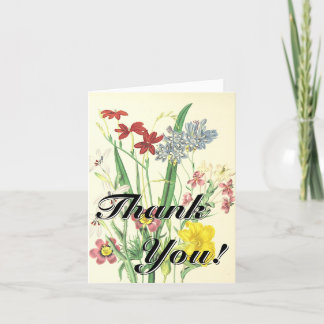 "Danke!" + Vintage-Look Farbige Blumen Karte