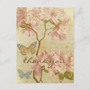 Danke Vintage Rosa Rhododendron Elegante Blüten Postkarte