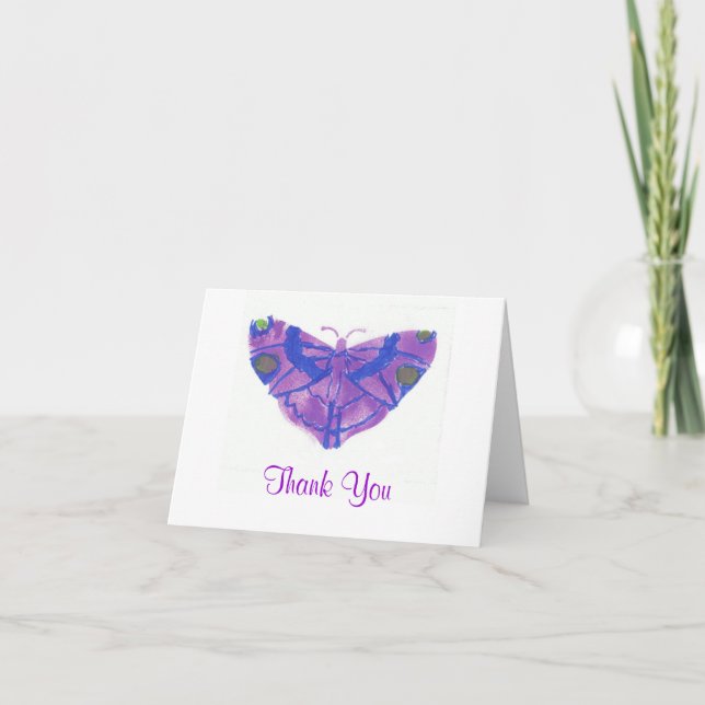"Danke," w/purple Schmetterling zu kardieren Dankeskarte (Vorderseite)