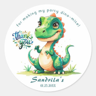 Danke Wasserfarben-Dinosaurier  Runder Aufkleber