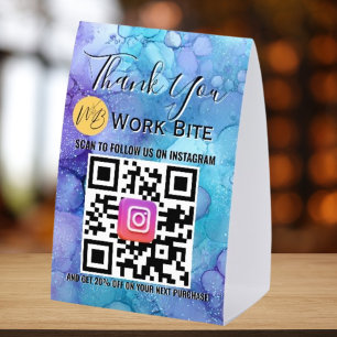 Danke Wasserfarben-Geschäft Instagram-QR-Code Tischaufsteller
