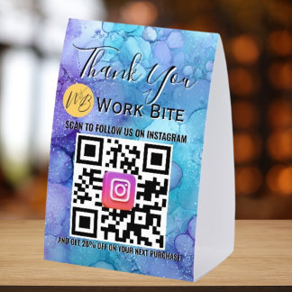 Danke Wasserfarben-Geschäft Instagram-QR-Code Tischaufsteller