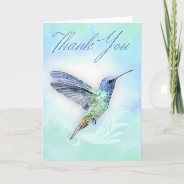 Danke - Watercolor Hummingbird Print Card (Vorderseite)