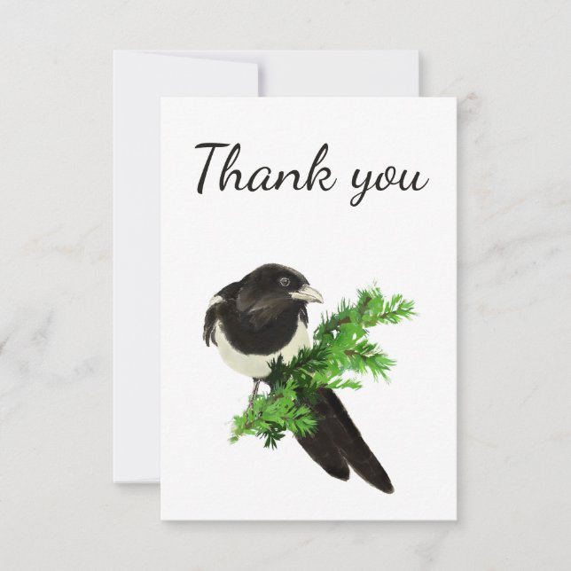 Danke Watercolor Magpie Garden Bird Animal (Vorderseite)