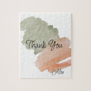 Danke Watercolor Pfirsich und Grün Benutzerdefinie