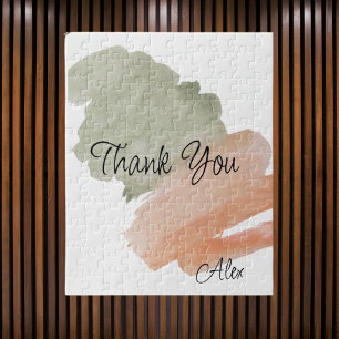 Danke Watercolor Pfirsich und Grün Benutzerdefinie