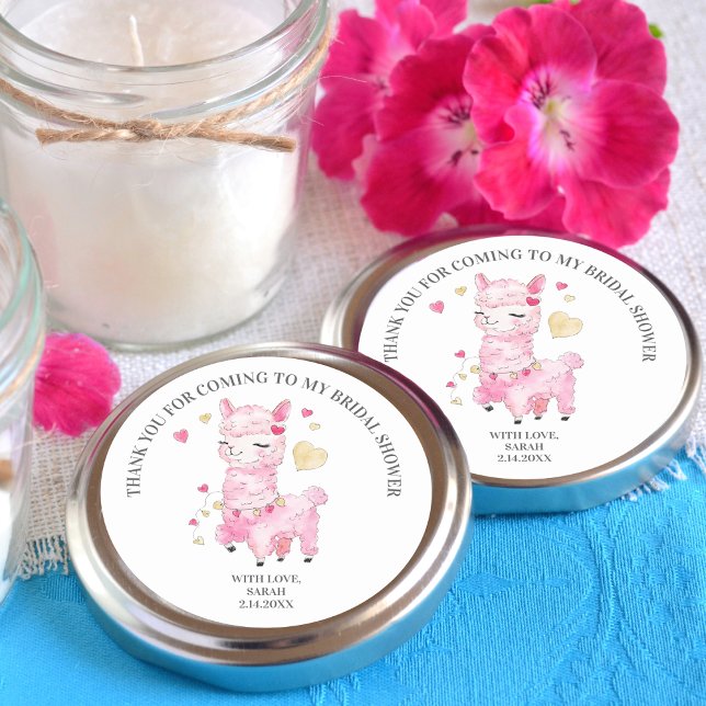 Danke Watercolor Pink Llama Runder Aufkleber (Von Creator hochgeladen)