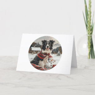 Danke Weihnachten Border Collie Dog Snowman