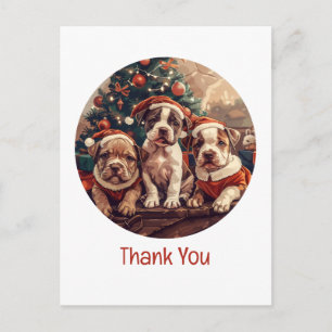 Danke Weihnachten Pit Bull Welpen Hunde Postkarte