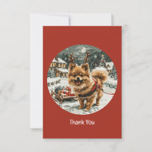 Danke Weihnachten Pomeranian Rentier Hund